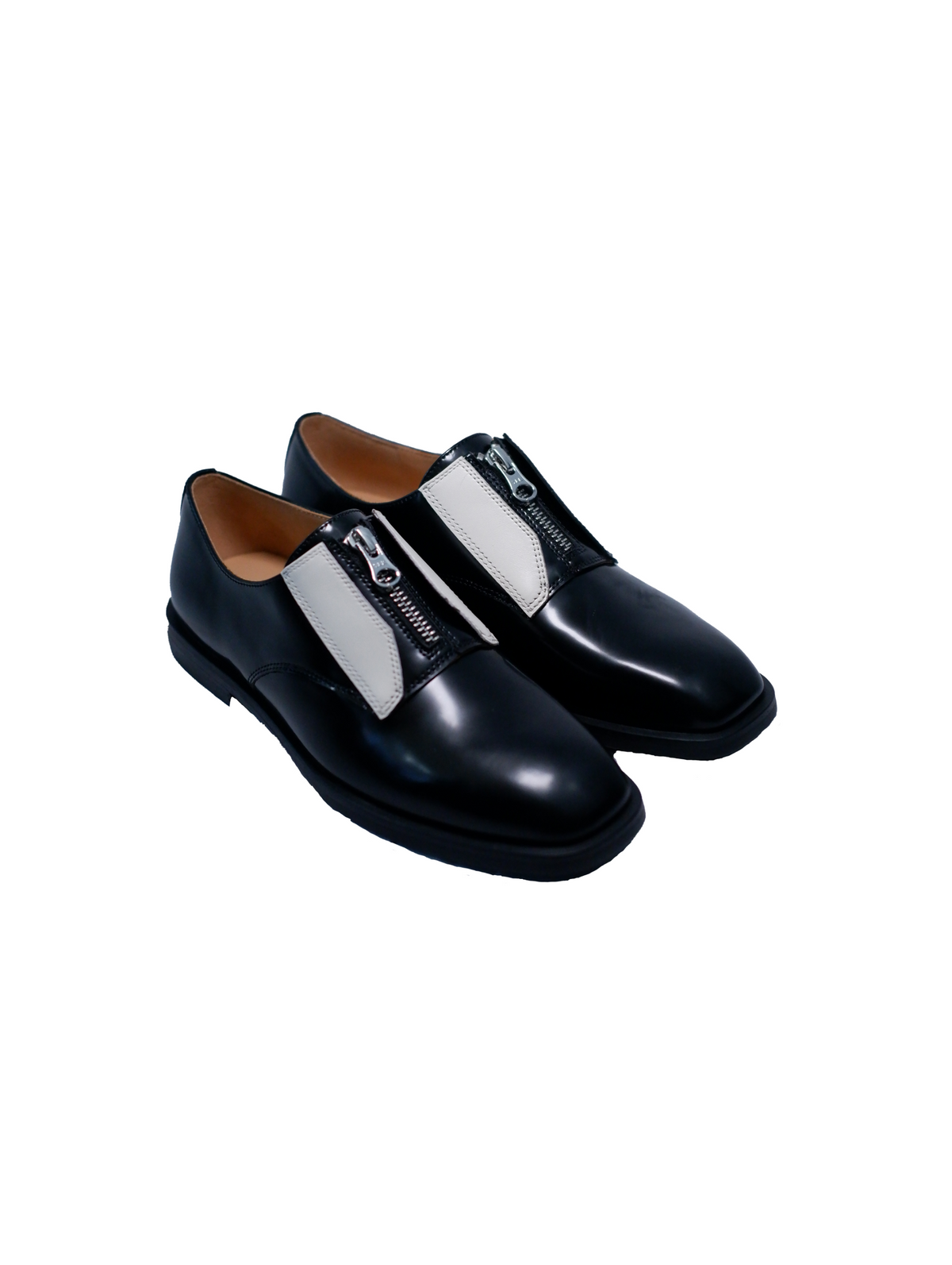 "Annie Hall" Women's Asymmetric Black Leather Loafers