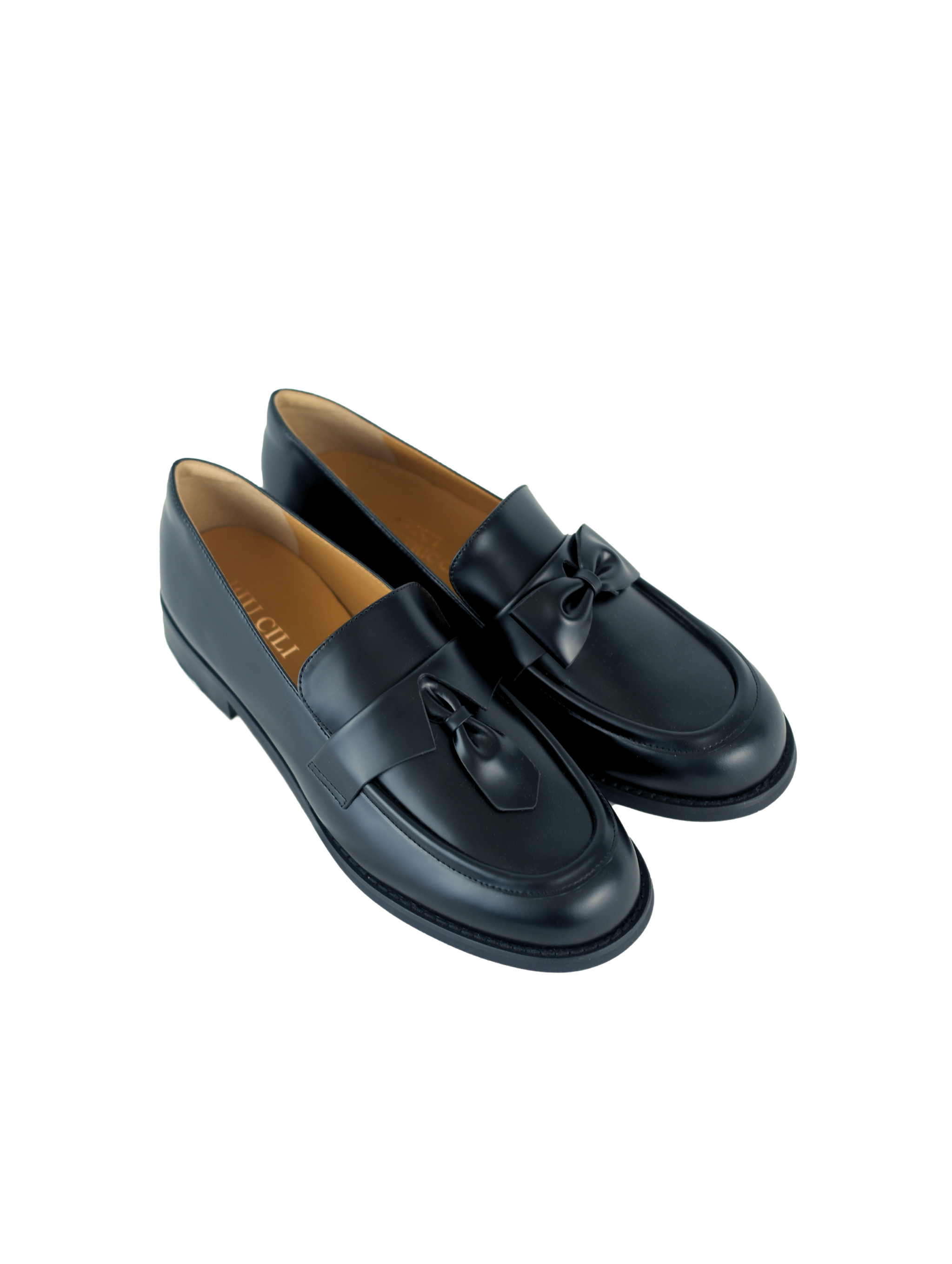 "Paradox Loafer" Women's Asymmetric Leather Loafers in Black