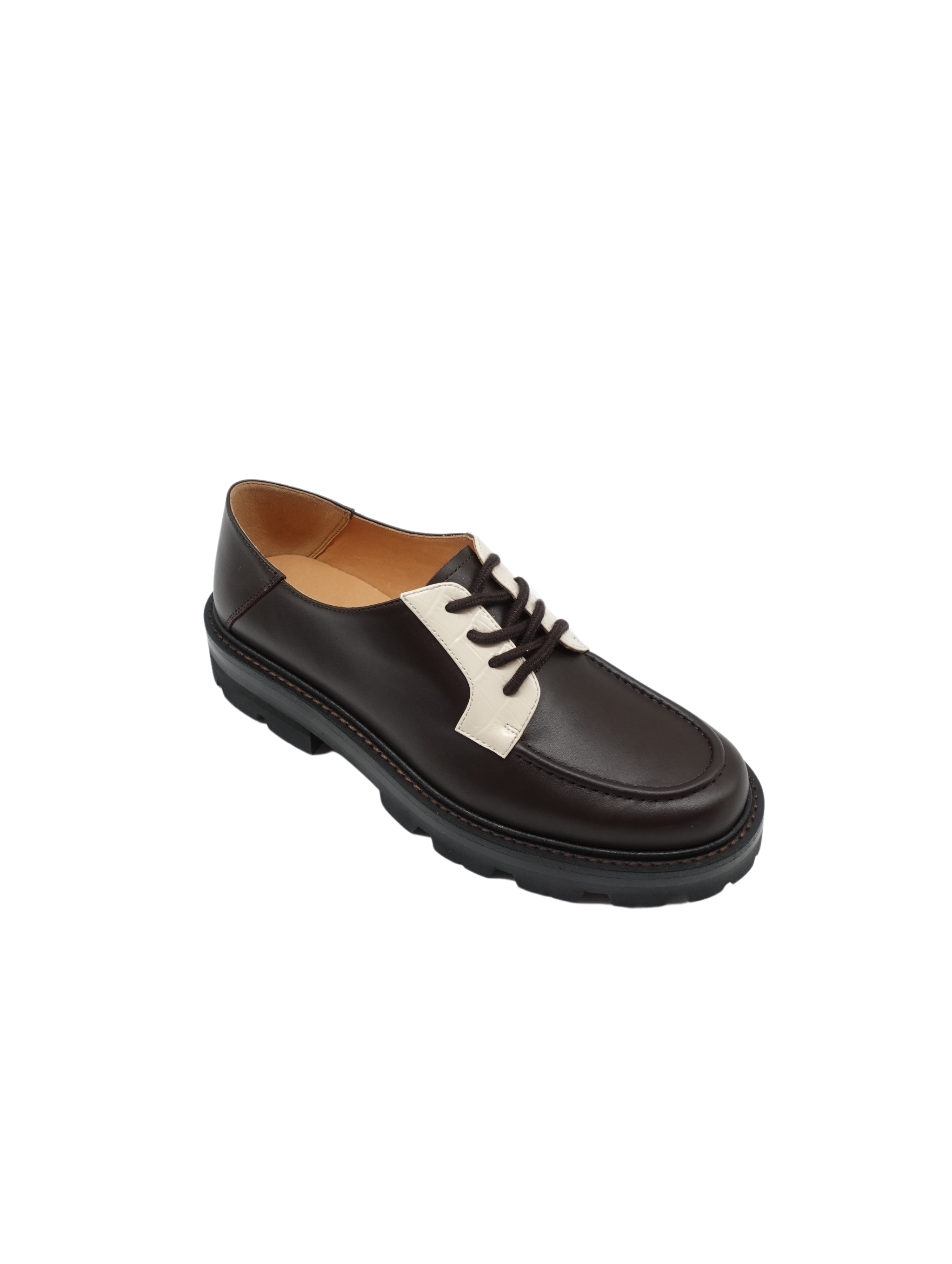 "Tiramisu" Women's Asymmetric Leather Chunky Derby Shoes