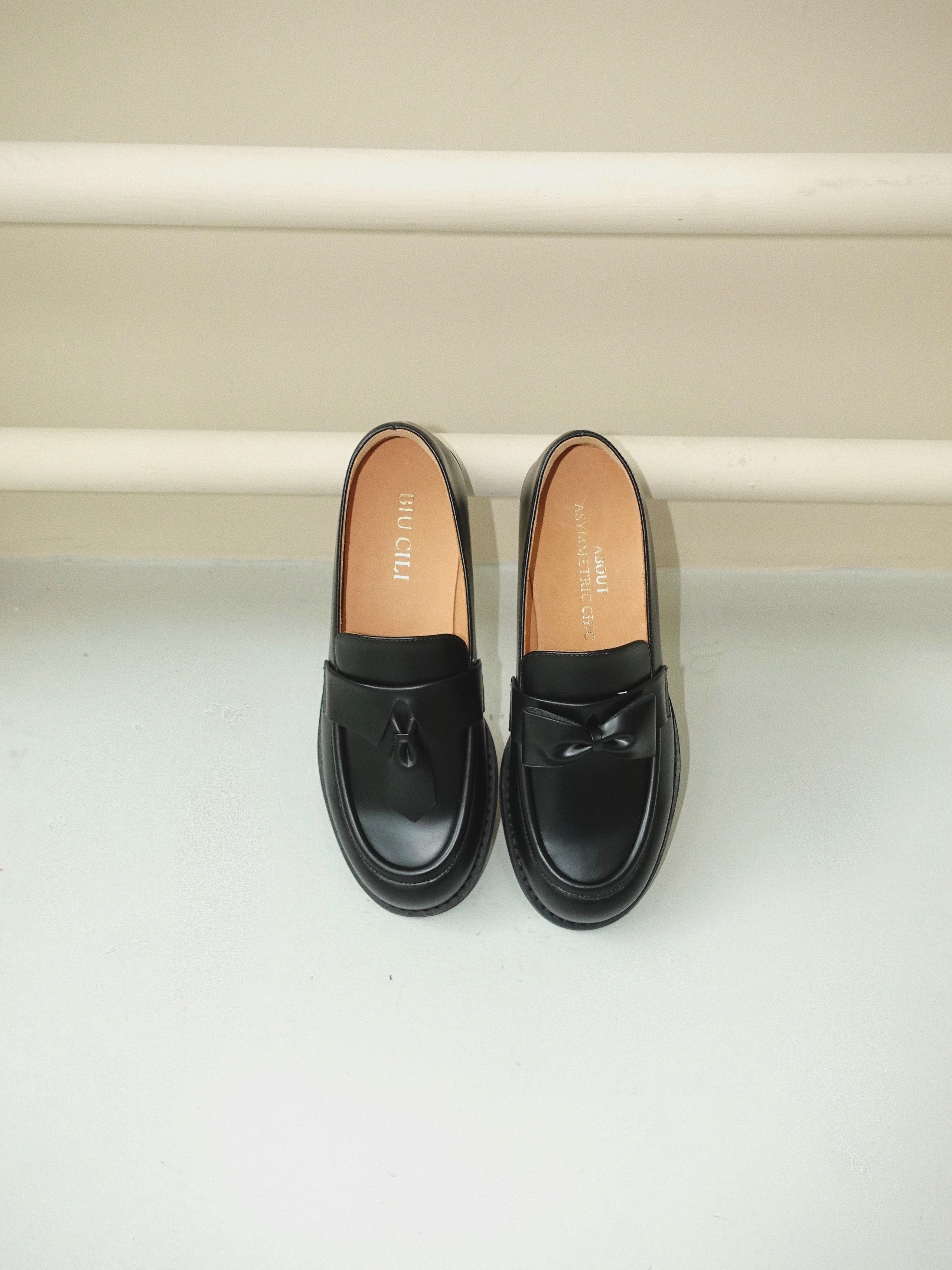 "Paradox Loafer" Women's Asymmetric Leather Loafers in Black