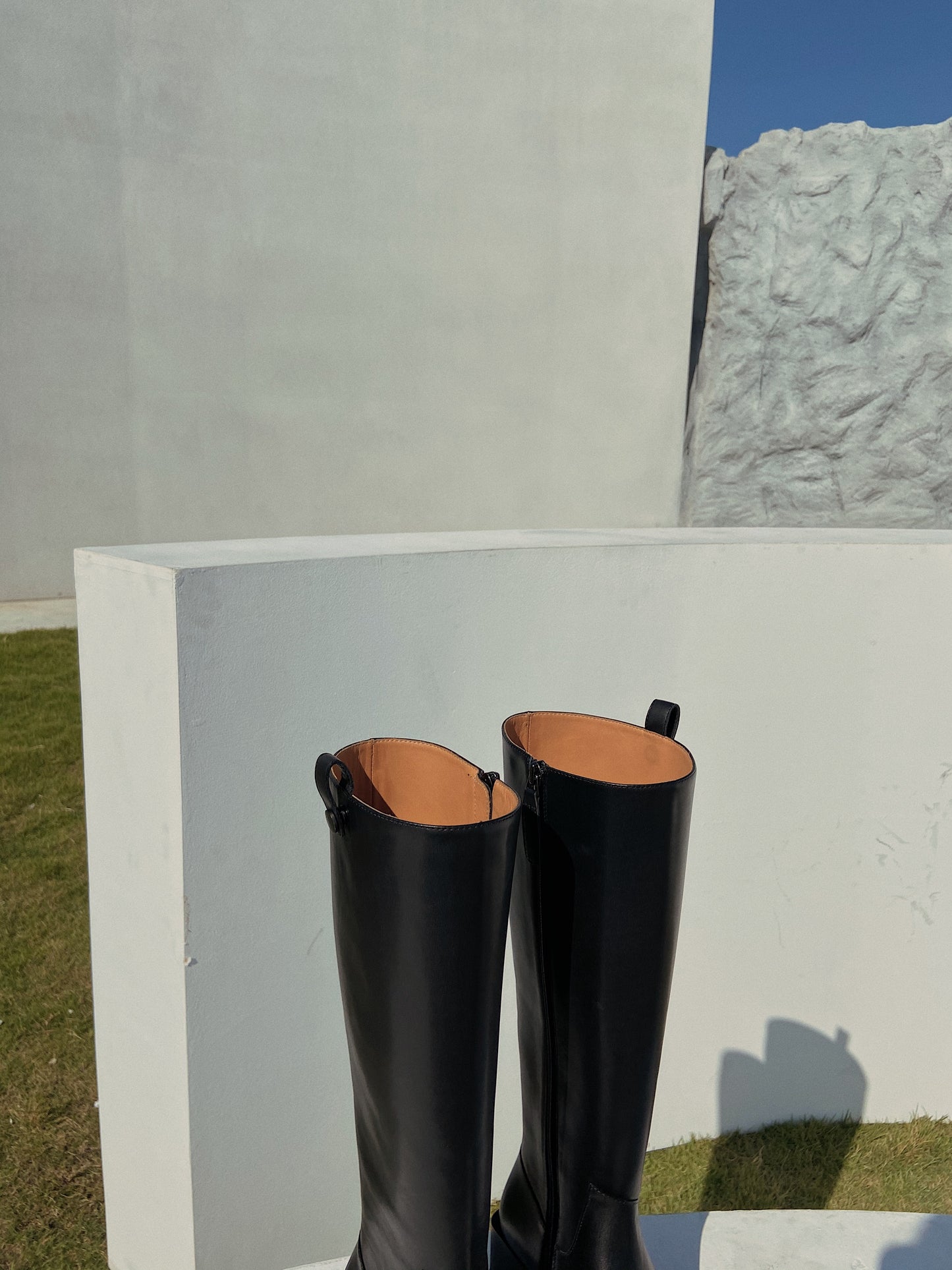 Malèna Women's Square Toe Boots in Black with Asymmetric Design