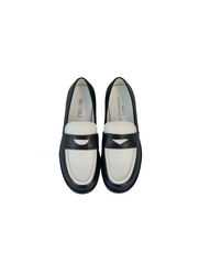 Women's Asymmetric Black & White Leather Loafers